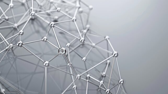 Complex silver plexus connections on a gradient gray background, ideal for business presentations, includes text space