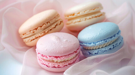 Obraz premium Freshly baked macaron shells in pastel colors