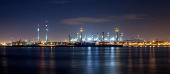 Nighttime Panorama of an Industrial Complex