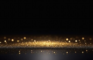 beautiful solemn and festive background for text, black with gold sparkles and shine