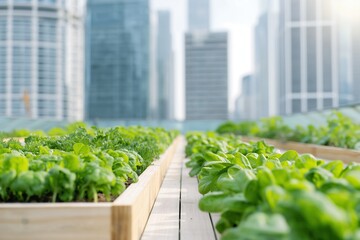 Urban Rooftop Garden in Modern City
