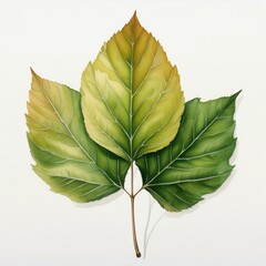 Isolated colorful fall autumn leaf watercolor painting