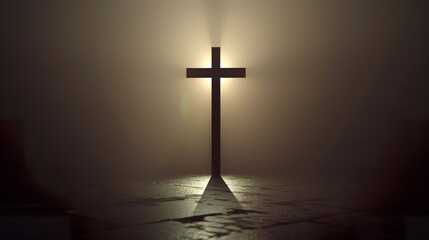 Naklejka premium Minimalist cross with a soft glow background