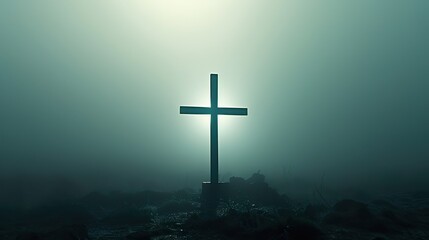 Fototapeta premium Minimalist cross with a soft glow background