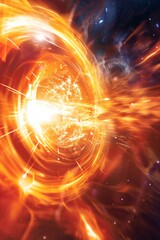 Fototapeta premium Visualize the process of atomic fusion in a star's core