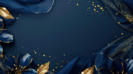 Royal blue and gold plexus on a navy background, sophisticated and regal with ample space for text