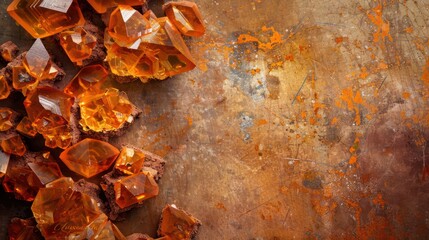 Rustic orange and brown plexus on a clay background, earthy and robust with ample text space