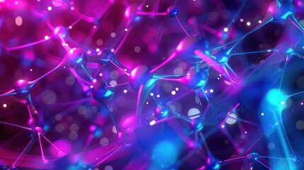 Vibrant purple and blue plexus design with sparkling nodes, suitable for innovative tech backgrounds with room for text