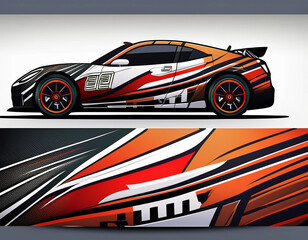 Fototapeta premium Dynamic Racing Car Illustration, High-Speed Sports Car in Motion, Vibrant Digital Artwork of Race Vehicle, Modern Motorsport Concept, Automotive Art for Racing Enthusiasts