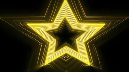3D Animation of Glowing Yellow Star on Black Background
