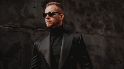 Obraz premium Stylish Man in Black Suit