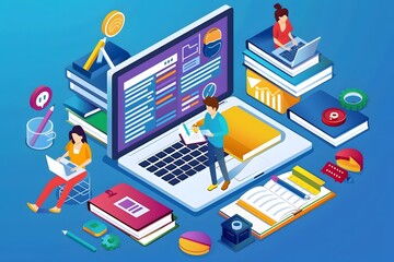 Modern Digital Education: E-Learning with Laptop and People