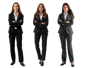 Young woman in formal clothes - front desk manager or concierge. Person isolated on transparent background. Generative AI