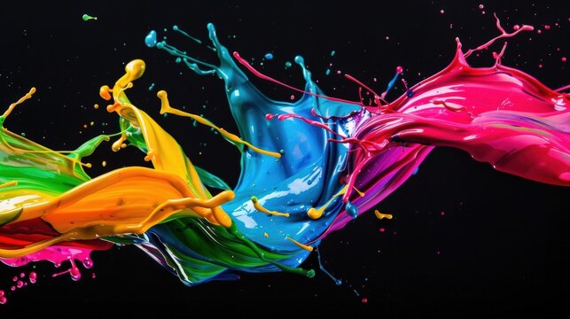A colorful splash of paint on a black background