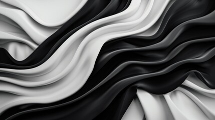 Obraz premium A black and white image of a long, flowing piece of fabric