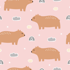 Cute Bears and Rainbows Seamless Pattern