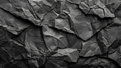 Crumpled Black Paper Texture.