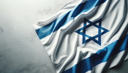 The flag of Israel on a grey textured background.