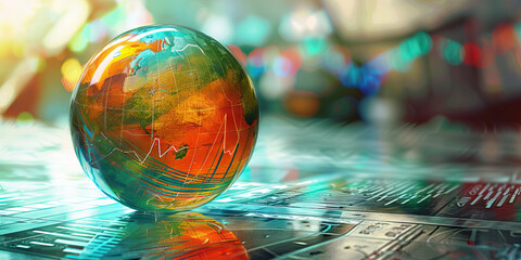 The Crystal Ball of Investments: A mystical ball with swirling market graph patterns, foretelling the future