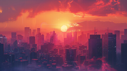 Fototapeta premium Sun rise in the city background and wallpaper