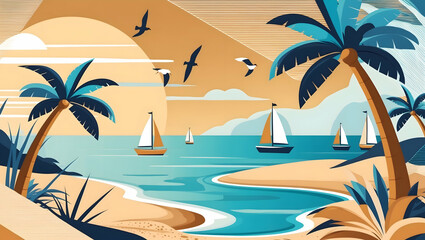 Obraz premium beach with palm trees