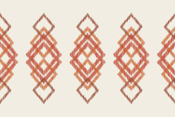 Traditional Ethnic ikat motif fabric pattern geometric style.African Ikat embroidery Ethnic oriental pattern brown cream background wallpaper. Abstract,vector,illustration.Texture,frame,decoration.