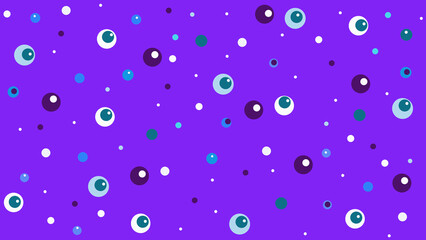 Colorful Dots and Circles of funny purple Background