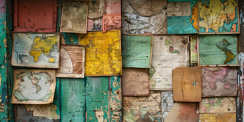 The Unwelcome Guests: A cluster of colorful maps, pinned on a rustic cottage wall