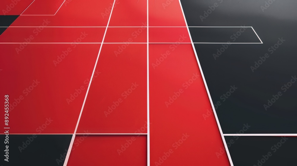 Poster a minimalist background with a schematic design in white lines on a red and black color scheme. the 