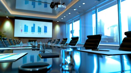 team of directors conducting a project review meeting, discussing progress and challenges in a sleek, modern boardroom