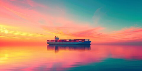 Obraz premium international shipping logistics ship activity at the port, horizontal banner