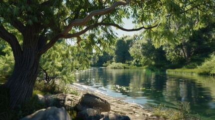 Fototapeta premium Tranquil Riverside Scene