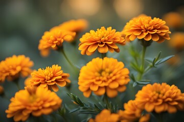 African marigold bokeh background, AI Generated