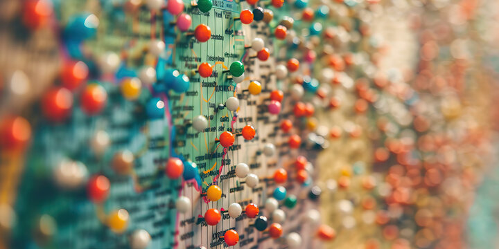 The Electoral College: A board filled with colored pins, showing the distribution of electoral votes across the country.