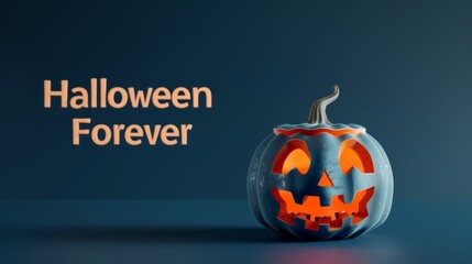 A blue background picture featuring Halloween pumpkins with the message "Halloween." The vibrant background and festive pumpkins create a cheerful and spooky holiday atmosphere. 