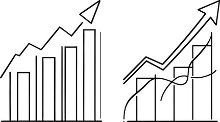 Icon of a growing graph in a continuous line drawing style. Modern illustration.