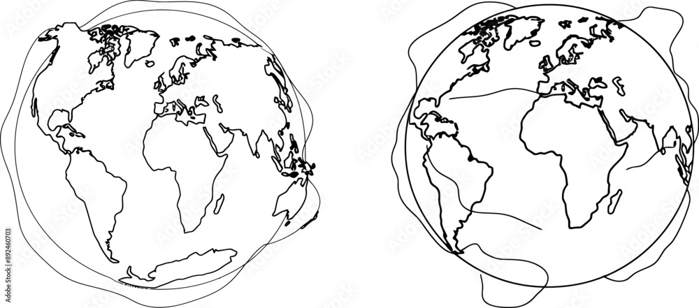 Poster world of one line style. simple minimalism continuous with the earth's modern features