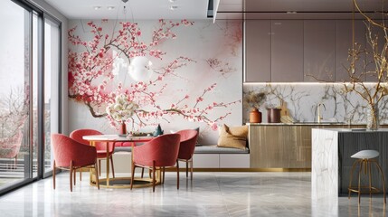 Table and chairs in a home dining space