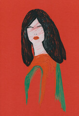 abstract woman portrait. watercolor painting. illustration