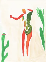 abstract woman with plants. watercolor painting. illustration © Anna Ismagilova