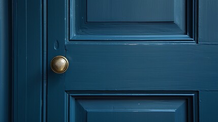 Obraz premium Close view of a closed wooden blue door