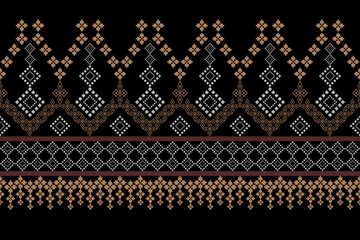 Geometric Pattern Traditional Tribal Style, Pixel Embroidery, Geometric Pattern. Beautiful Background Pattern,Fabric Pattern For Clothes ,Dress, Carpet, Curtain, Sarong, Sari, Scarves, Batik.