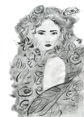 abstract woman portrait. watercolor painting. illustration © Anna Ismagilova