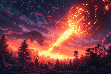 A huge impact of a meteorite that fell on the earth 66 million years ago, which led to the extinction of the dinosaurs and drastic changes in the Earth's environment