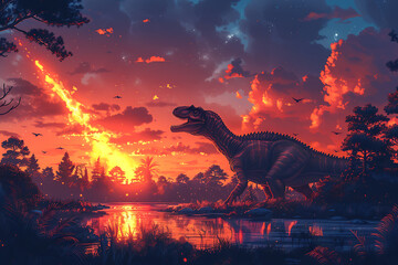 A huge impact of a meteorite that fell on the earth 66 million years ago, which led to the extinction of the dinosaurs and drastic changes in the Earth's environment