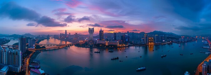 Fototapeta premium A panoramic view of the Macau city skyline