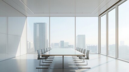 Business colleagues discussing and planning in a highrise conference room