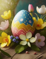 easter egg with flowers