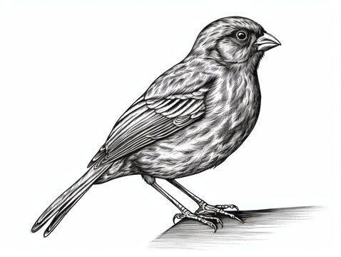 recommend clip art: Black and white Vintage engraved art of a canary isolated on white background, ink sketch illustration, simple vector art design, highly detailed line art, high contrasty