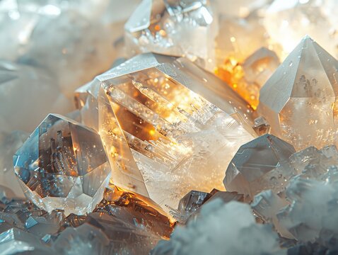 Crystal Clarity Revealed: High-Resolution Tetragonal Zircon Crystals with Intricate Internal Inclusions in Bright Lighting Detail